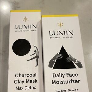 Lumin Skincare Charcoal Clay Mask & Daily Face Moisturizer - NEW